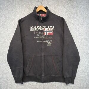 Napapijri Mens 3XL Zip Up Sweatshirt Black Mock Neck